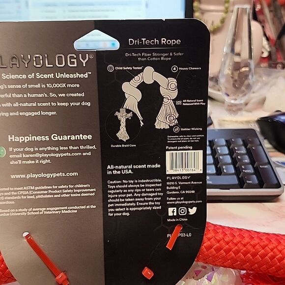 PLAYOLOGY Toys That Makes Scents To Dogs 1 LARGE RED KNOTTED ROPE Chew NIP - Picture 4 of 6